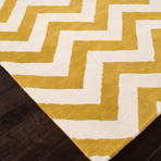 Contemporary Chevrons Pattern Area Rug // Green + Ivory (2' x 3')