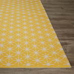 Flatweave Tribal Pattern Cotton Area Rug // Yellow + Ivory (5' x 8')