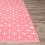 Flatweave Tribal Pattern Area Rug // Pink + Ivory (3' x 5')