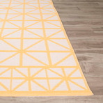 Flatweave Tribal Pattern Area Rug // Yellow + Ivory (3' x 5')