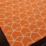 Tribal Pattern Area Rug // Orange + Ivory (5' x 7.6')