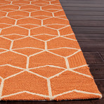 Tribal Pattern Area Rug // Orange + Ivory (5' x 7.6')