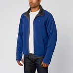 Fleece Bonded Mock Neck Jacket // Navy Heather (L)