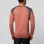 Performance Crew Long Sleeve Shirt // Red Heather + Grey (2XL)