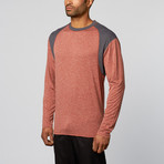 Performance Crew Long Sleeve Shirt // Red Heather + Grey (2XL)