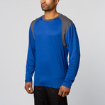 Performance Crew Long Sleeve Shirt // Royal + Grey (L)