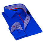 Check Collar Solid Button-Up // Royal Blue + Blue (S)