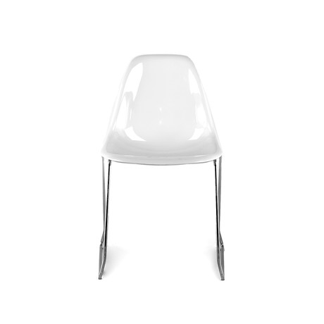 Stack Chair // Chrome Base // Glossy White Shell