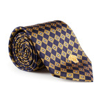 Cronos Silk Tie // Dark Blue + Yellow