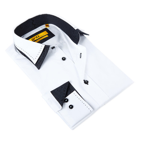 Dress Shirt // White + Grey + Black (S)