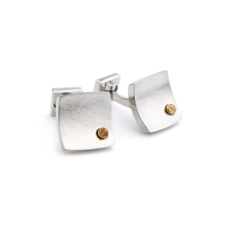 Ike Behar // Stone Rhodium Plated Cufflinks