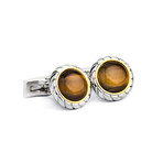 Daniel Dolce // Tiger's Eye Gold Inset Cufflinks