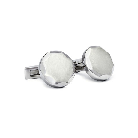 Hickey Freeman // Brushed Stainless Indented Cufflinks