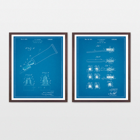 Toothbrush Patent Collection // 2 Print Set // Blueprint (8" W x 10" H)