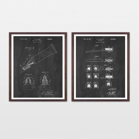 Toothbrush Patent Collection // 2 Print Set // Chalkboard (8" W x 10" H)