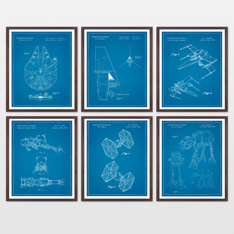 Star Wars Patent Collection // 6 Print Set // Blueprint (8" W x 10" H)