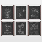 Star Wars Patent Collection // 6 Print Set // Chalkboard (8" W x 10" H)