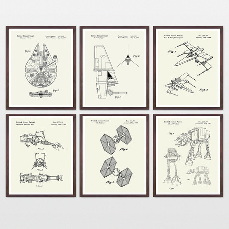 Star Wars Patent Collection // 6 Print Set // Warm Toned (8" W x 10" H)