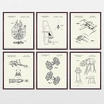 Star Wars Patent Collection // 6 Print Set // Warm Toned (8" W x 10" H)