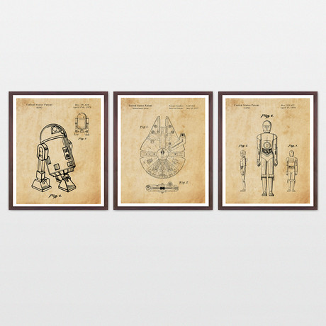 Star Wars Triptych Patent Collection // 3 Print Set // Antique Paper (8" W x 10" H)
