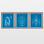 Star Wars Triptych Patent Collection // 3 Print Set // Blueprint (8" W x 10" H)