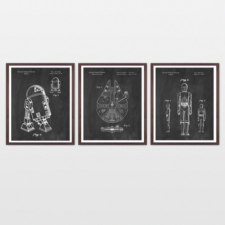 Star Wars Triptych Patent Collection // 3 Print Set // Chalkboard (8" W x 10" H)