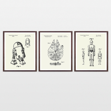 Star Wars Triptych Patent Collection // 3 Print Set // Warm Toned (8" W x 10" H)