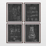 Space Patent Collection // 4 Print Set // Chalkboard (8" W x 10" H)