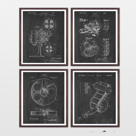 Cinema Patent Collection // 4 Print Set // Chalkboard (8" W x 10" H)