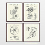 Cinema Patent Collection // 4 Print Set // Warm Toned (8" W x 10" H)