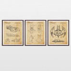 Batman Patent Collection // 3 Print Set // Antique Paper (8" W x 10" H)