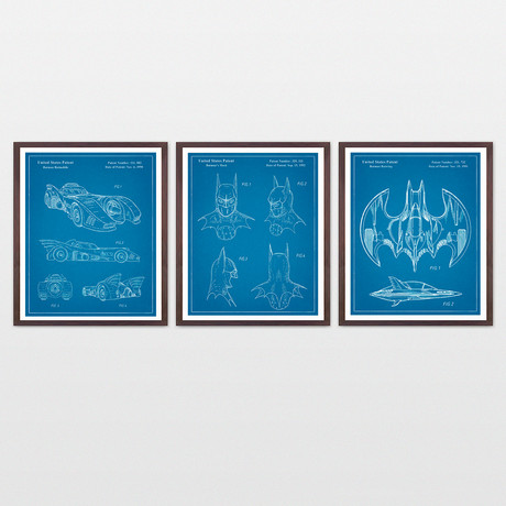 Batman Patent Collection // 3 Print Set // Blueprint (8" W x 10" H)