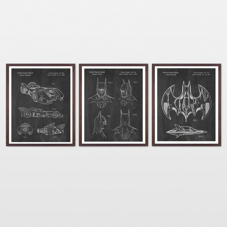 Batman Patent Collection // 3 Print Set // Chalkboard (8" W x 10" H)