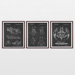 Batman Patent Collection // 3 Print Set // Chalkboard (8" W x 10" H)