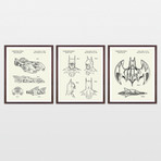 Batman Patent Collection // 3 Print Set // Warm Toned (8" W x 10" H)