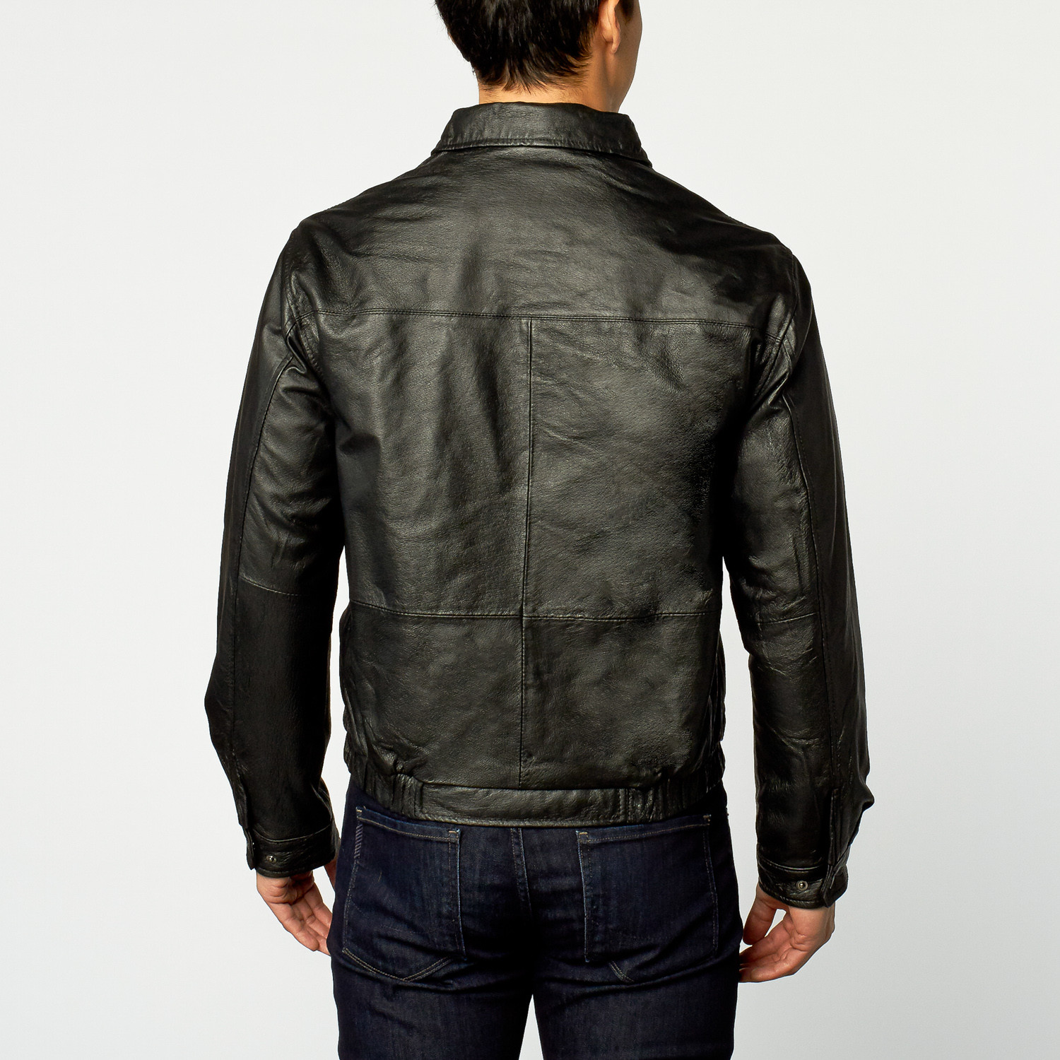 Leather Bomber Jacket + Self Elastic Waist // Black (S) - Excelled ...