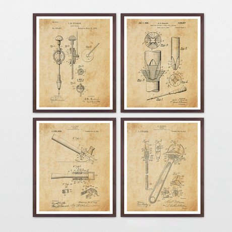 Tools Patent Collection // 4 Print Set // Antique Paper (8"W x 10"H)