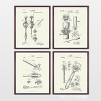 Tools Patent Collection // 4 Print Set // Warm Toned (8"W x 10"H)