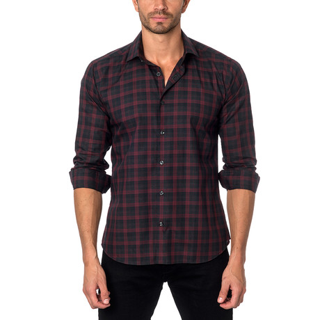 THOMAS Button-Up // Dark Red Check (L)