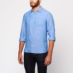 Gramercy Foundry // Top Notch Linen Button Up Shirt // Chambray (S)