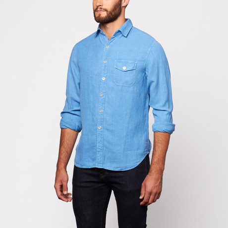 Gramercy Foundry // Birds Eye Button Up Shirt // Bright Chambray (S)