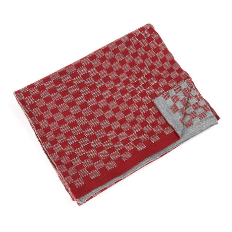 Bub Moda // Small Squares Scarf // Red + Grey Check