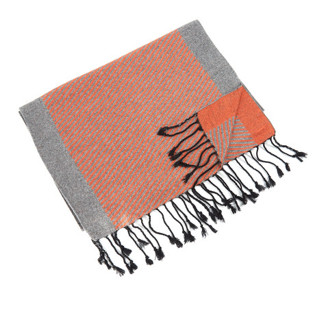 Bub Moda // Solid Scarf // Grey + Red Stripe