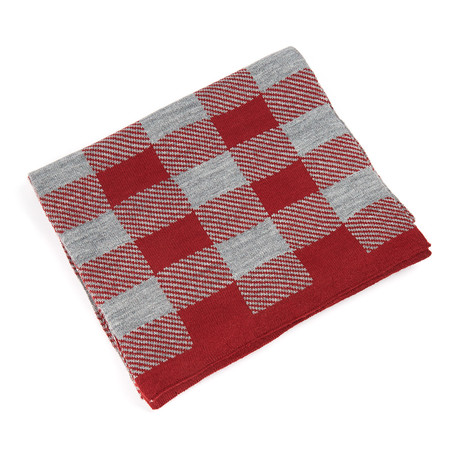 Bub Moda // Large Squares Scarf // Red + Grey Check