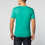 NYC Skyline V-Neck Tee // Green (S[28-30''])