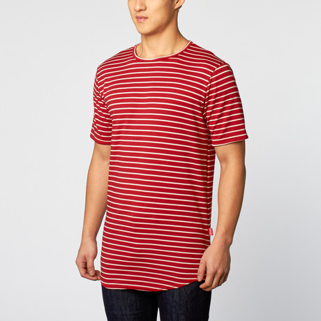 Premium Burnside Tee // Red + White Stripe (S)