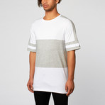 Zanerobe // Lineback Tee // White & Grey Marle (S)