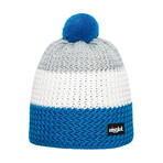 Stormy Wool Blend Beanie // Grey + White + Blue