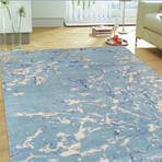 Hand-Knotted Silk + Wool Area Rug // SPLASH-567 // Blue (9'L x 6'3"W)