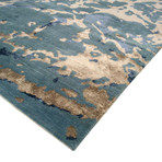 Hand-Knotted Silk + Wool Area Rug // SPLASH-567 // Blue (9'L x 6'3"W)